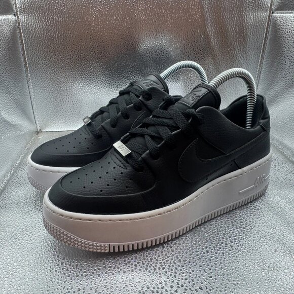 Size 7 Nike Af1 Sage Low Air Force Womens Black White Platform Shoes AR5339-002 - Picture 5 of 10